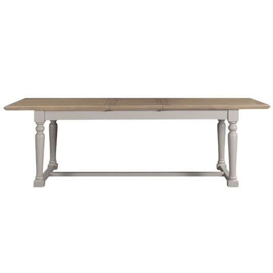 Wooden table with white base on a white background