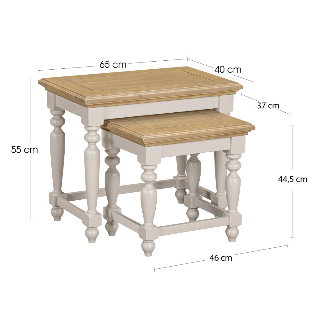 Dimensions oft he nest of tables