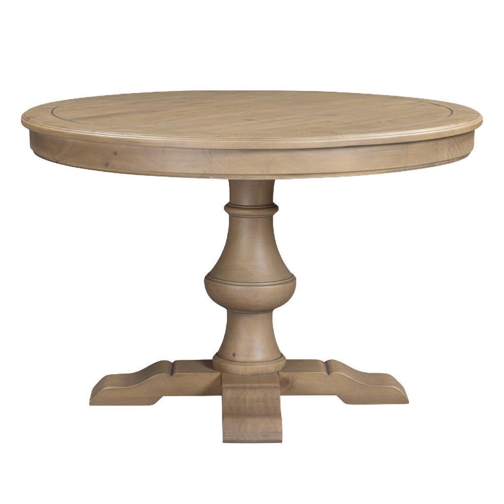 Grand and charming round wooden table with a pedestal base