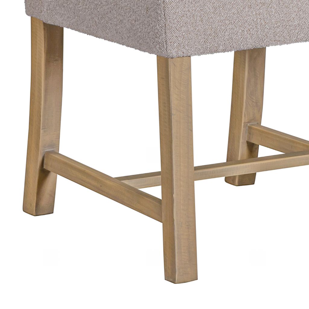dining chair with wooden legs and beige cushioned seat 