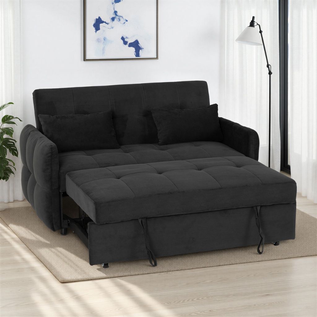 Stylish sofa bed in black fabric