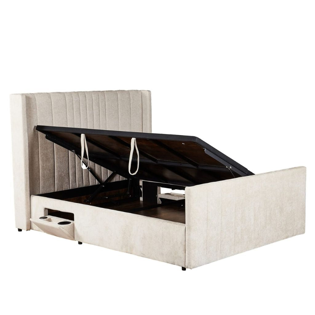 Clara Beige Side Opening Storage Bed