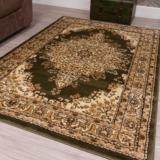 Classique Medallion Green Rug Range by Floor Trends Room