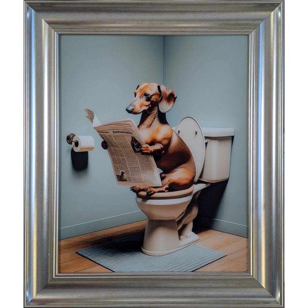 Dachshund On Toilet Framed Picture