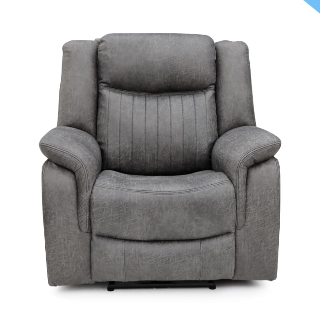 Gray recliner chair on a white background