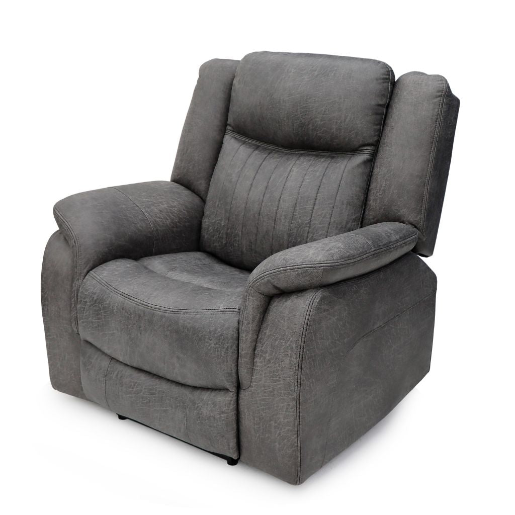 Gray recliner chair on a white background