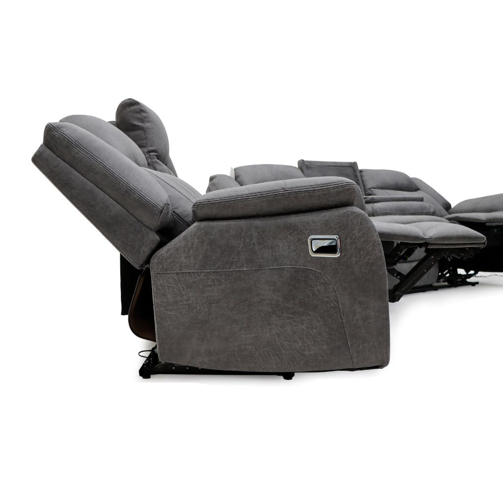 Gray recliner chairs on a white background