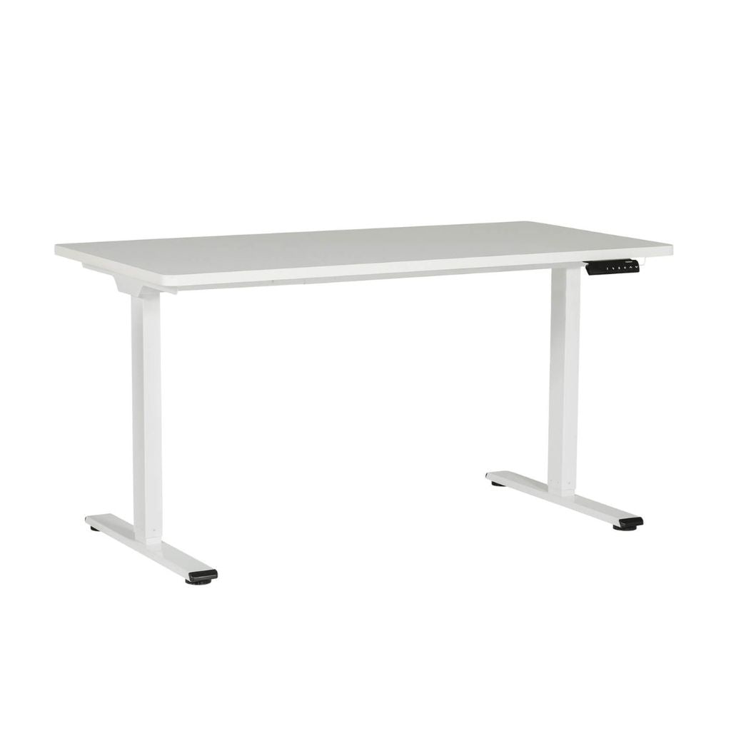 White adjustable desk on a white background