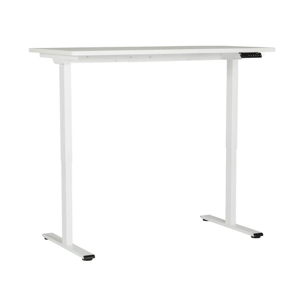 White adjustable desk on a white background