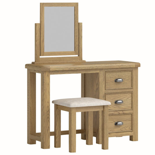 Dorchester oak dressing table, mirror and stool