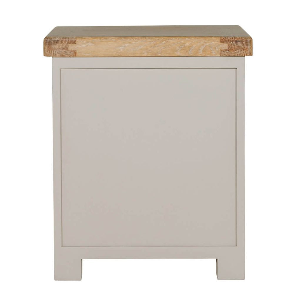 Doune Taupe 3 Drawer Bedside Table Back