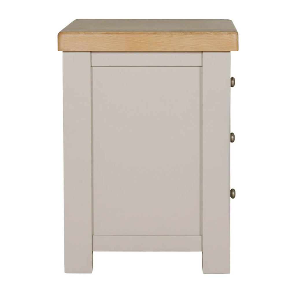 Doune Taupe 3 Drawer Bedside Table Side