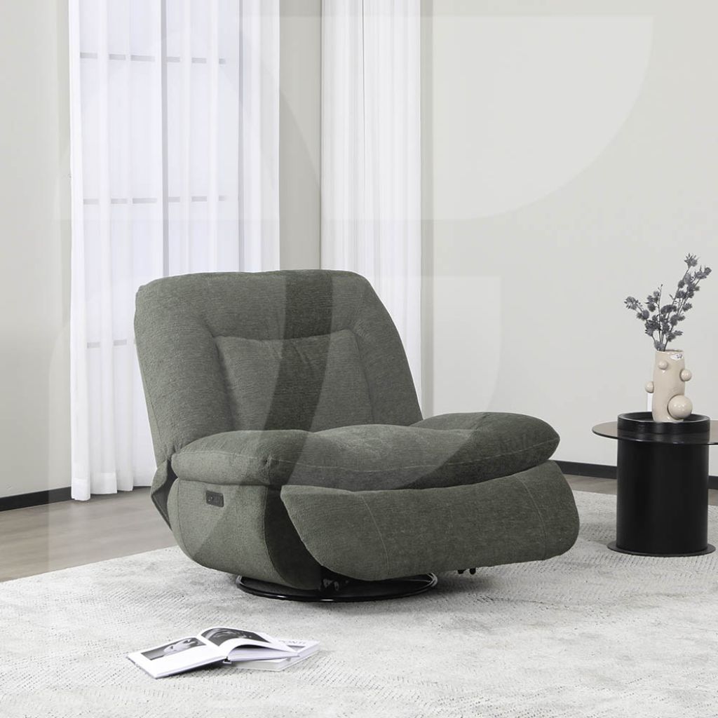 Green electric reclining armchair