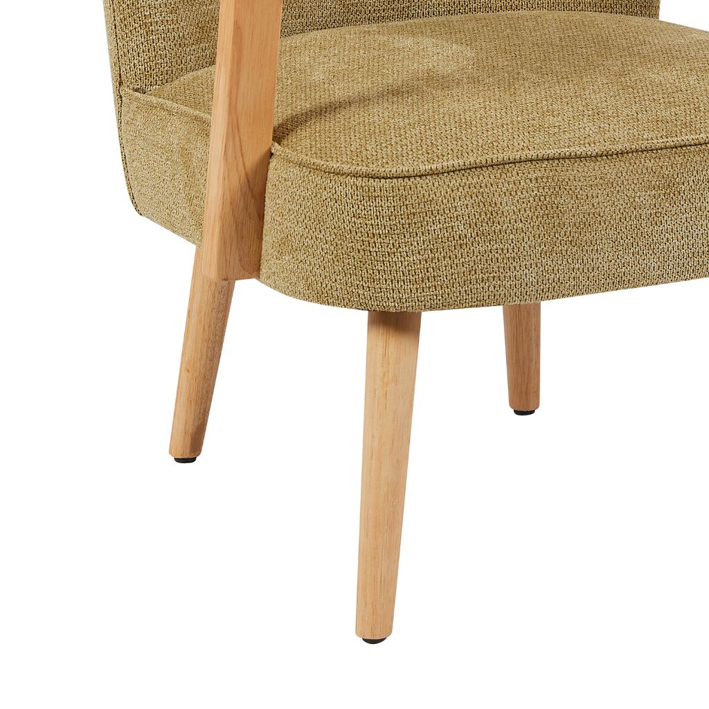 Chair with woven seat and wooden legs on a white background