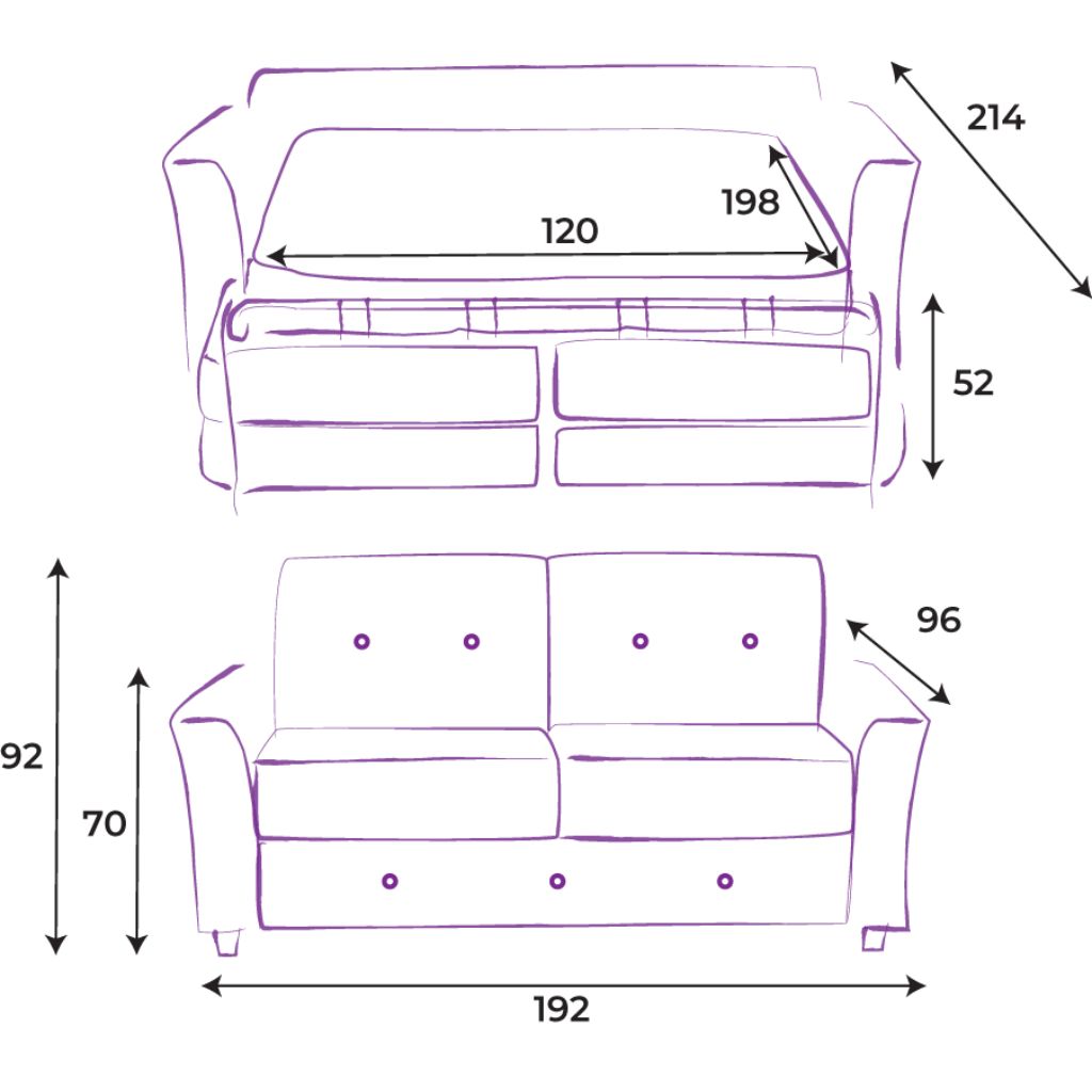 Eliza Empoli Jade Sofabed Dimensions