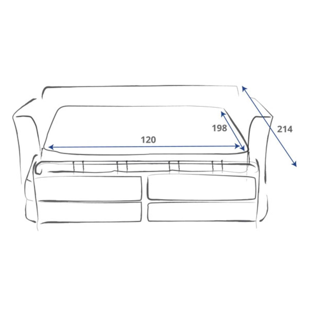 Eve Cherub Midnight 2-Seater Sofabed Dimensions Open