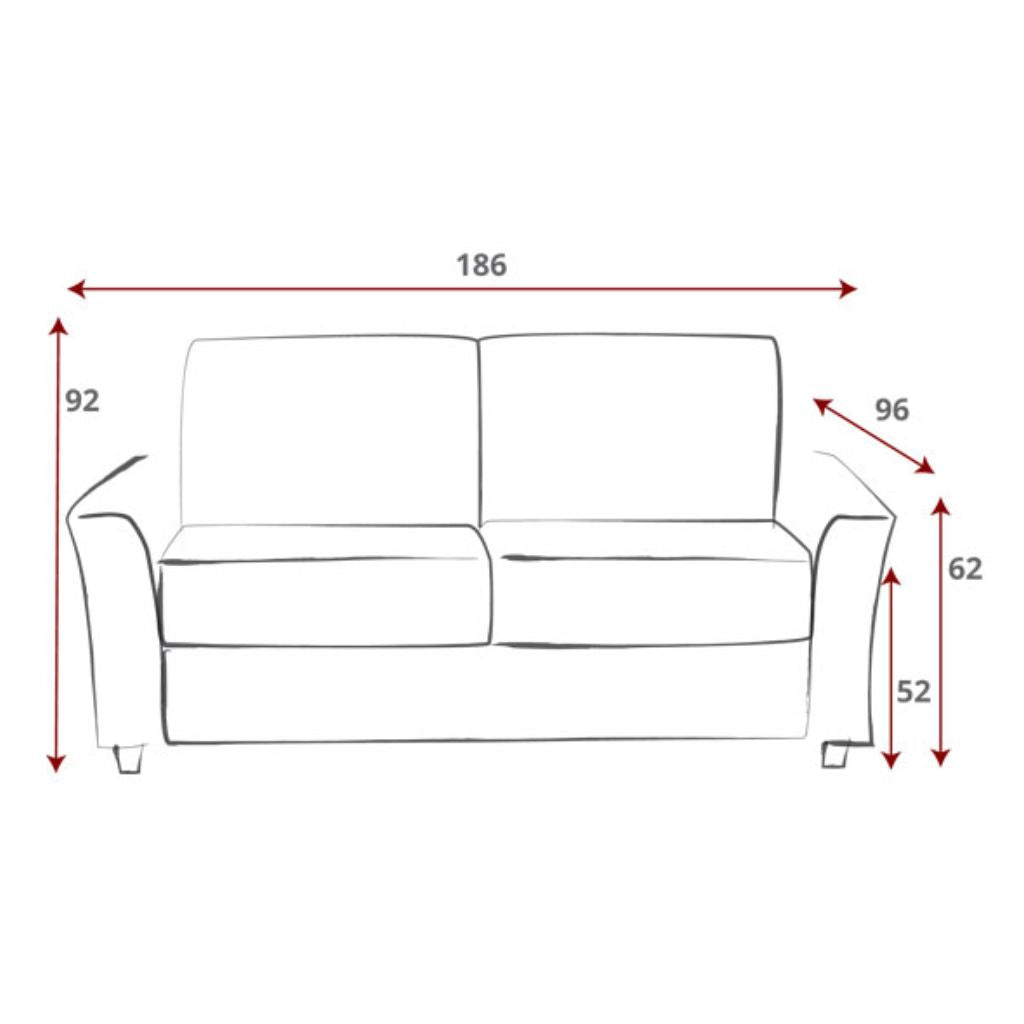 Eve Cherub Midnight 2-Seater Sofabed Dimensions