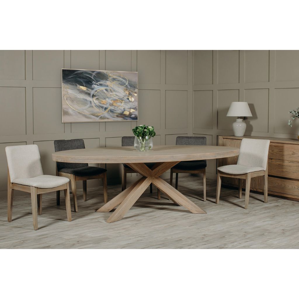 35m Table Falun 2.35m Oval Dining Table + 6 Chairs by Vida Living