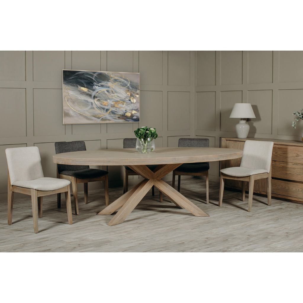 Falun 2.35m Oval Dining Table + 6 Chairs by Vida Living