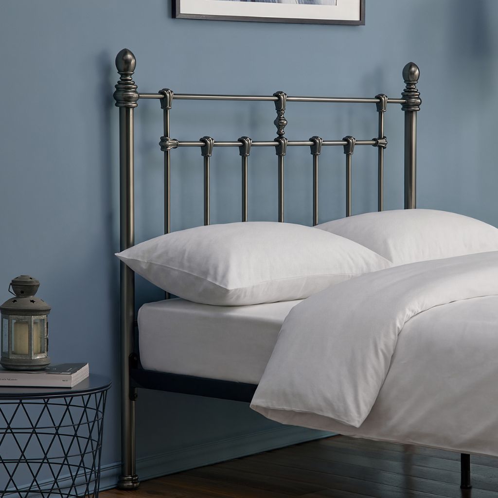 Faye black nickel headboard