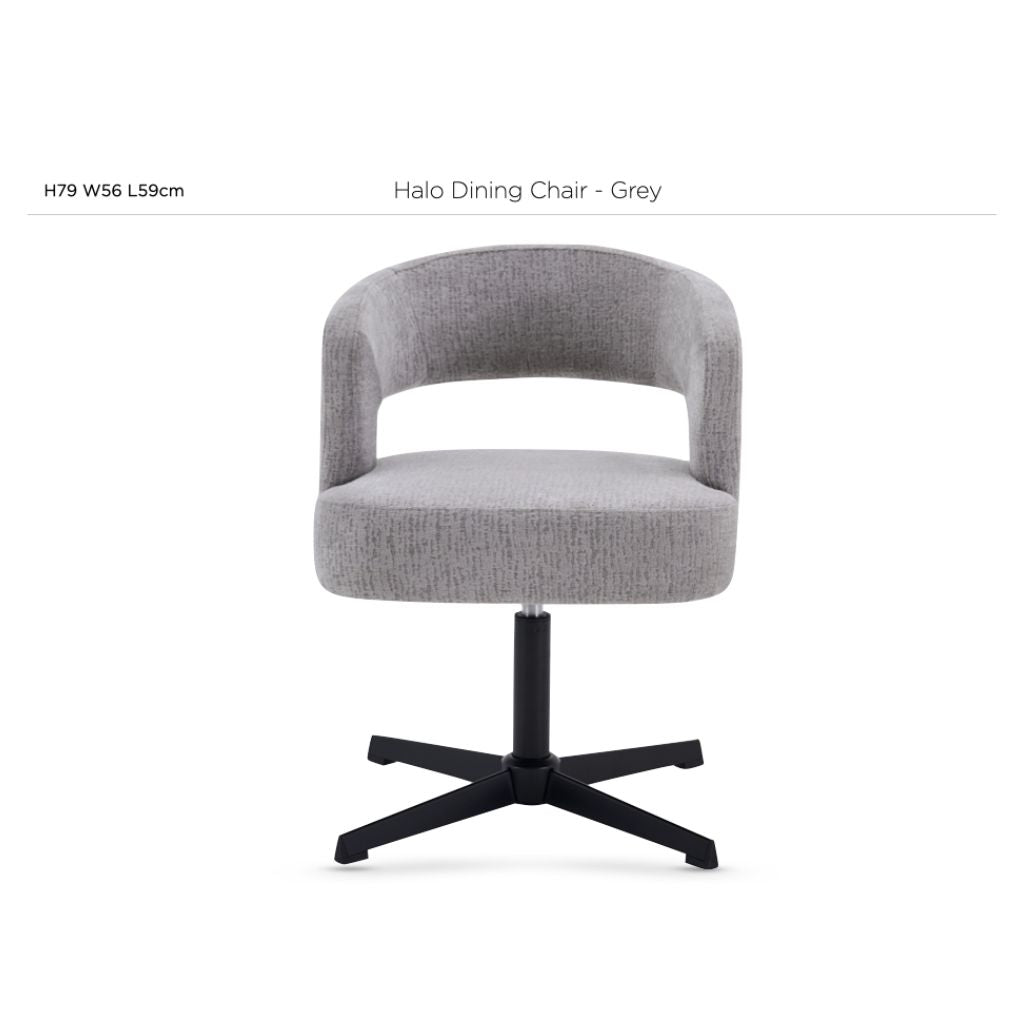 The halo dining chair in Grey with the dimensions of W59 x D56 x H79cm