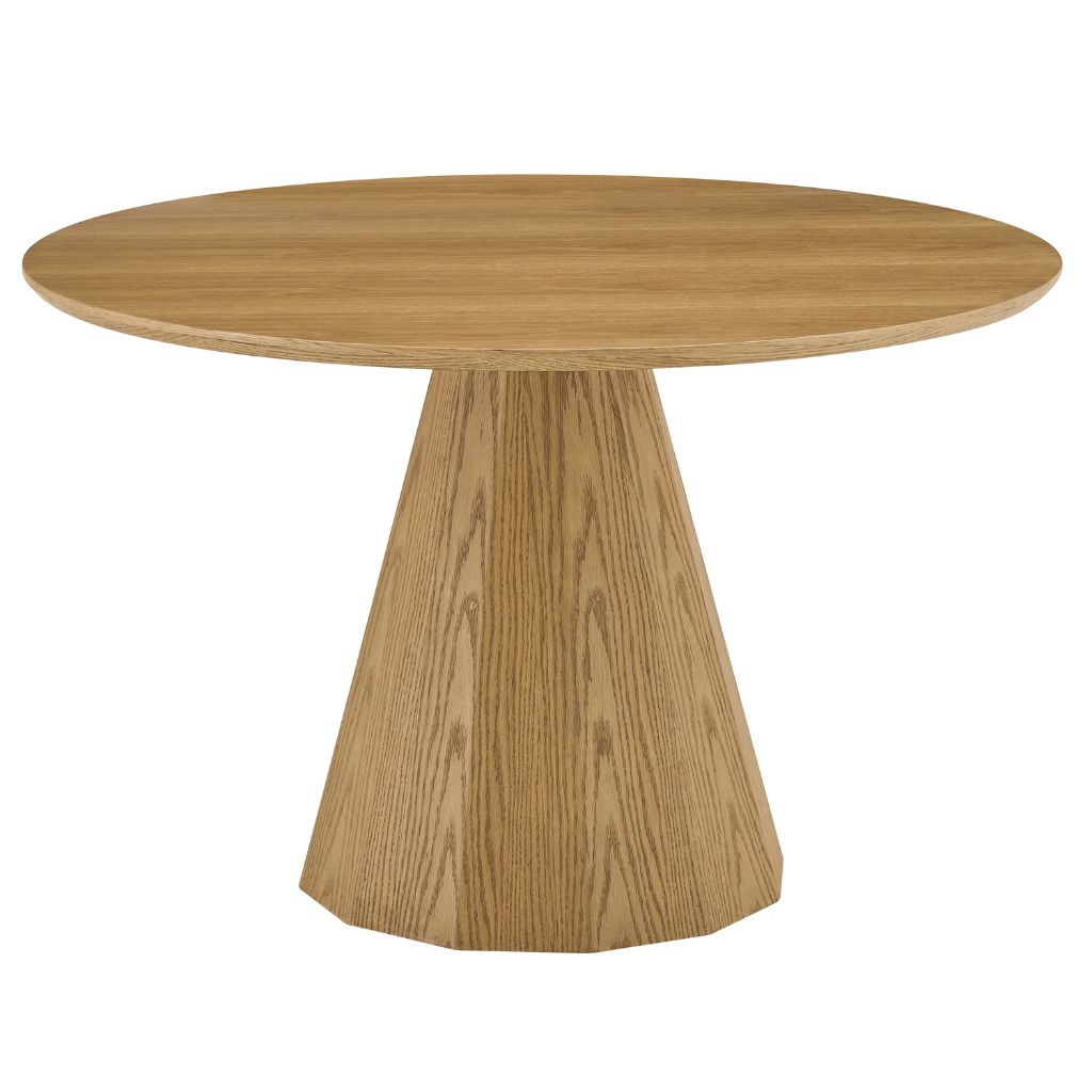 Round Oak dining Table with striking pedestal base