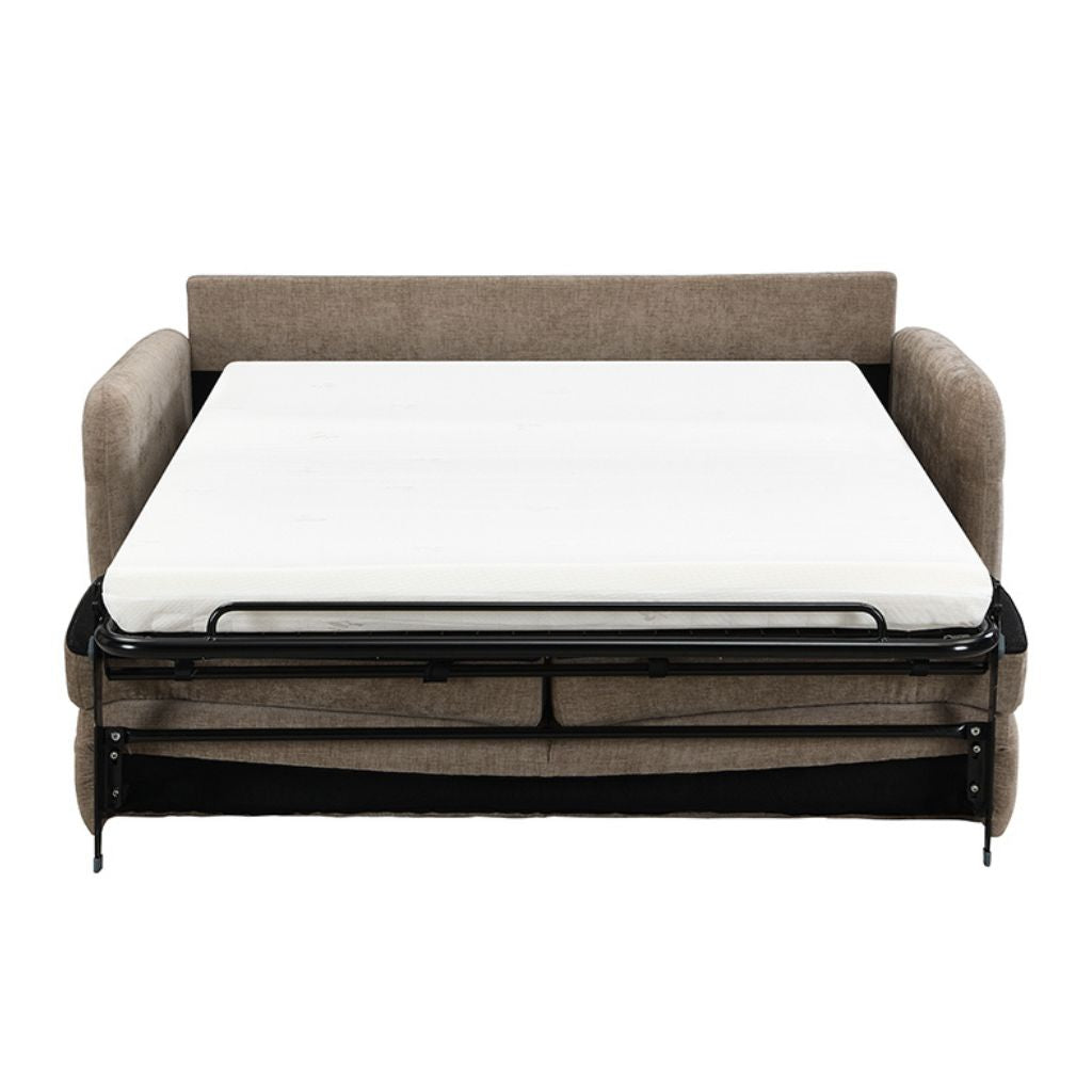 Sofa bed with a white mattress on a white background