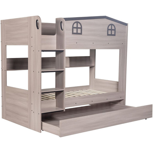 Hector Ash Grey Bunk Bed and Trundle Set - sleeps 3