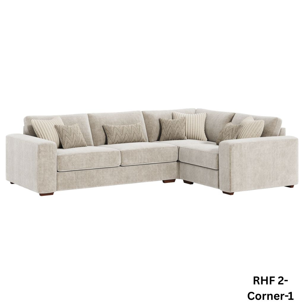Beige sectional sofa with cushions