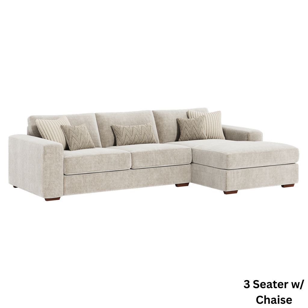 Beige sectional sofa with chaise