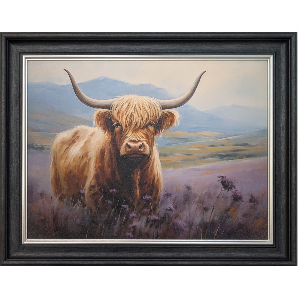 Highland Cow Thistle Meadow Framed Picture