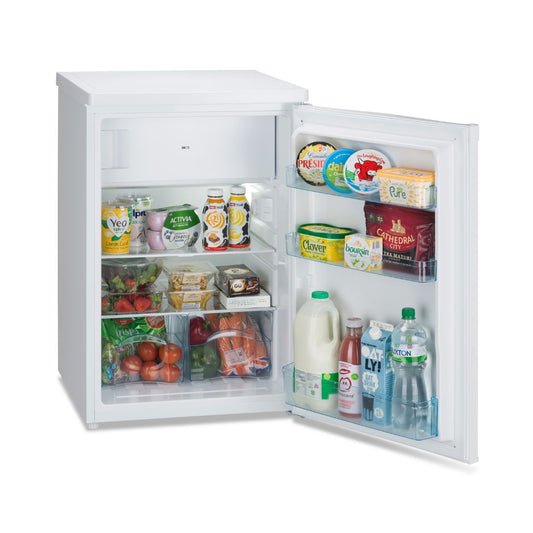 Iceking White RHK551EW Under Counter Fridge with Icebox Open