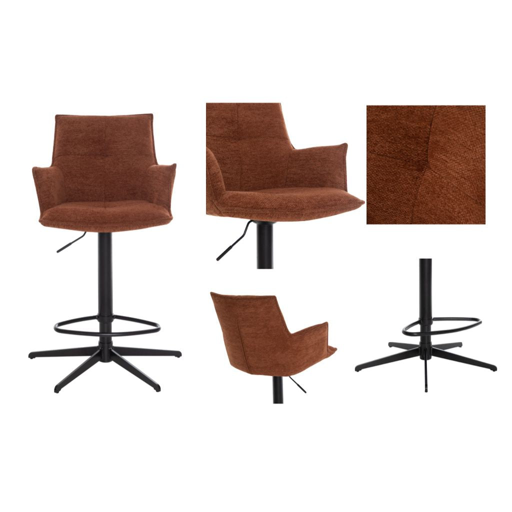 Jacob Tan Fabric Bar Stool Side