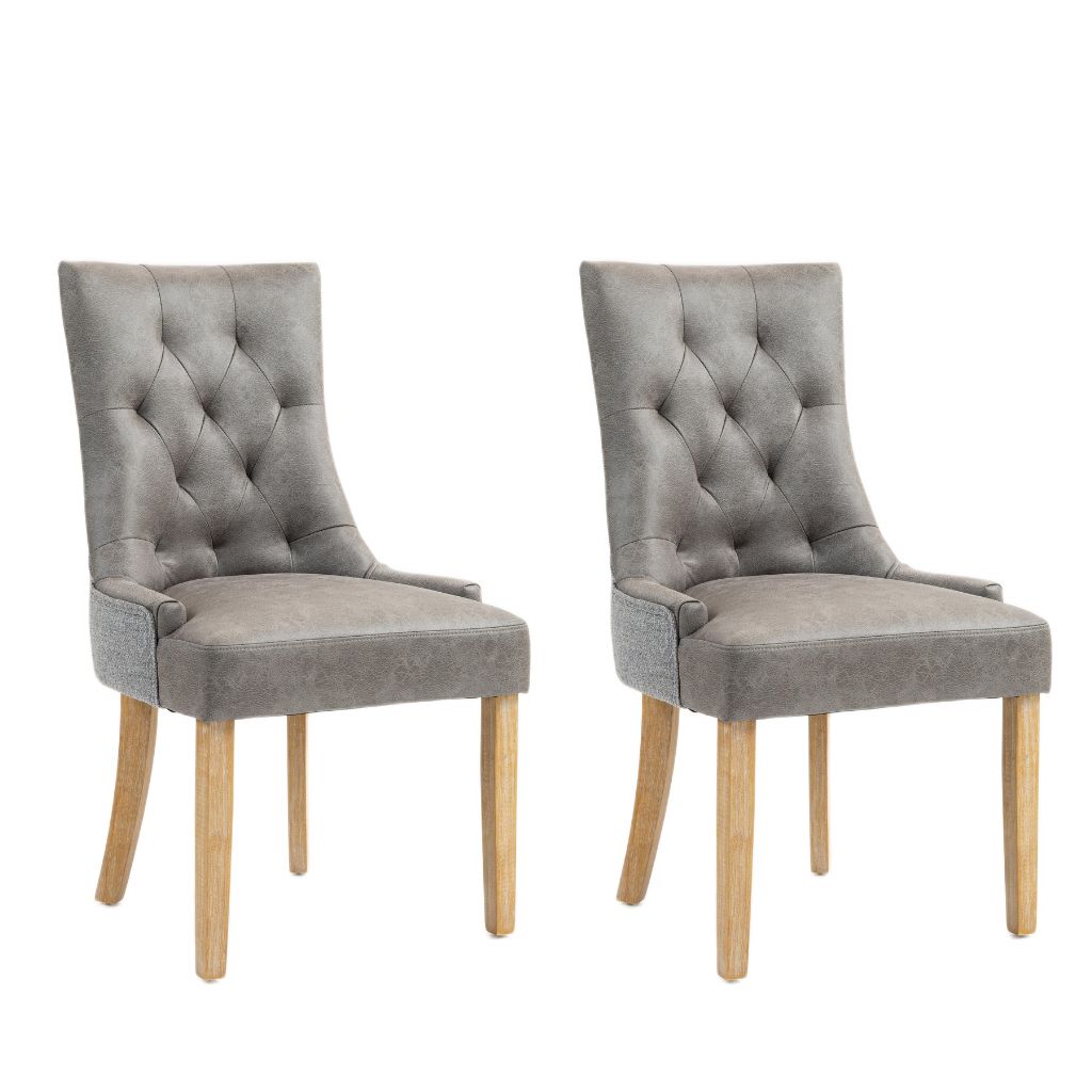 Pair of grey faux leather dining chairs