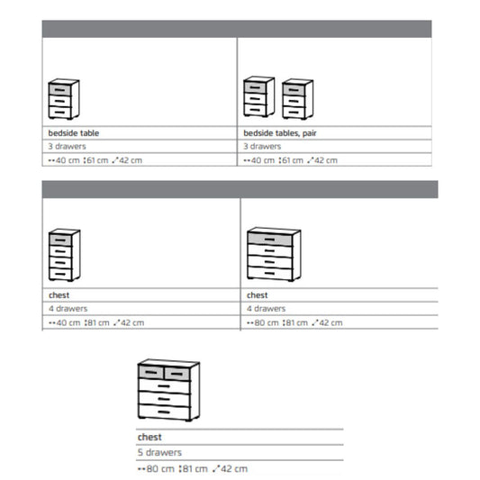 Korbach White & Stone - 3-Drawer Bedside Table