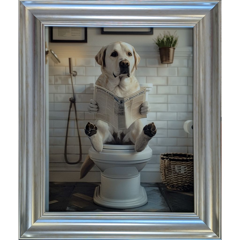 Labrador On Toilet Framed Picture