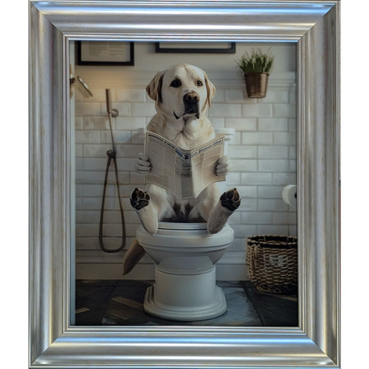 Labrador On Toilet Framed Picture