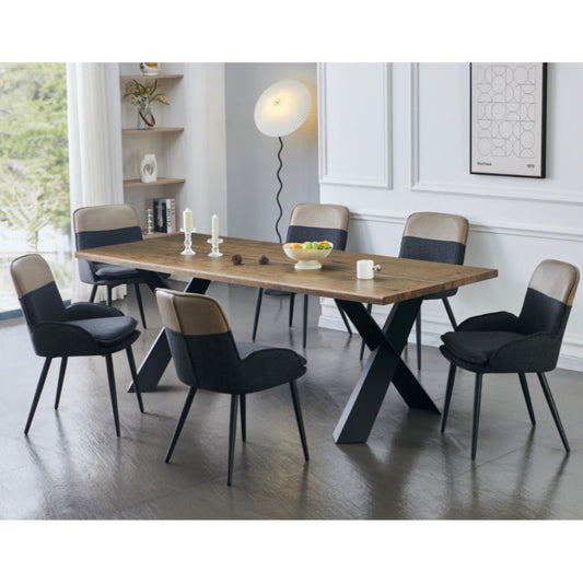 Linwood 2.2m Dining Table + 6 Redmond Dark Grey & Beige Chairs by Annaghmore