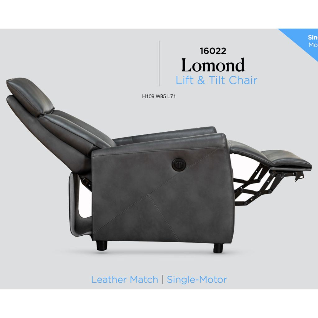 Lomond Grey Electric Lift and Tilt Recliner Side