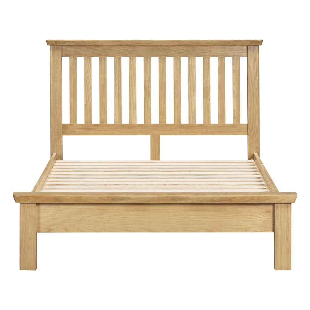 Wooden bed frame on a white background