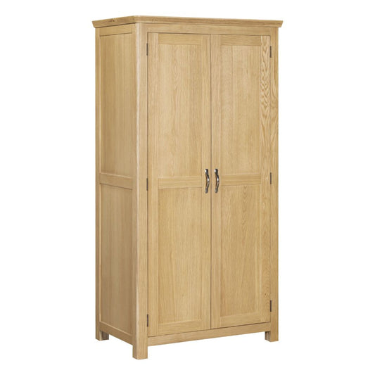 Wooden wardrobe with two doors on a white background