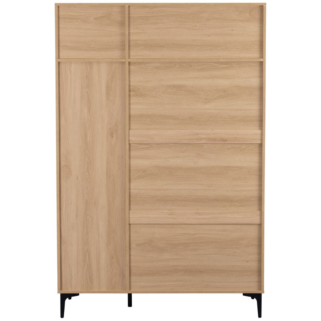 Wooden wardrobe with two doors on a white background