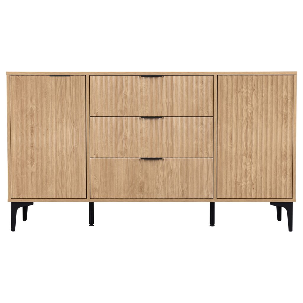 Wooden sideboard with drawers on a white background