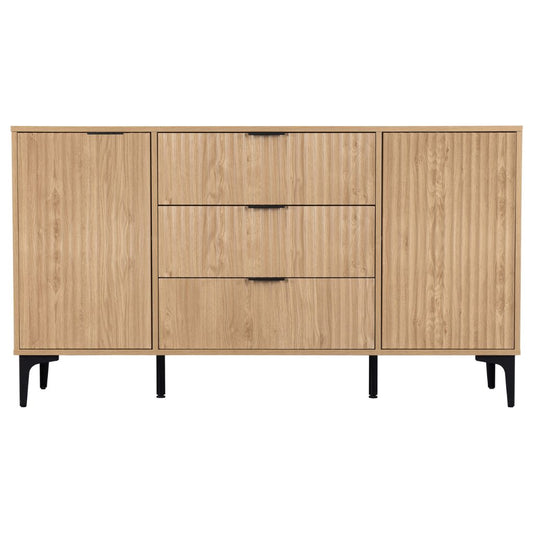 Wooden sideboard with drawers on a white background