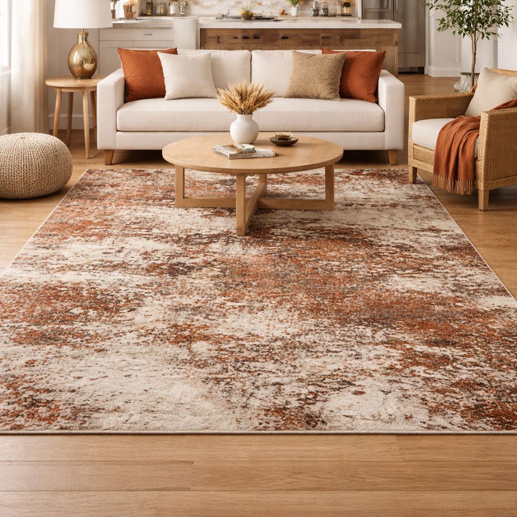 Mirage Blocks Orange Rug in Room