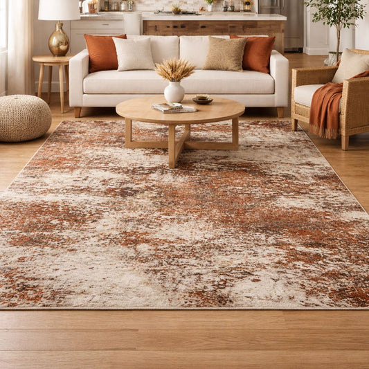Mirage Blocks Orange Rug in Room