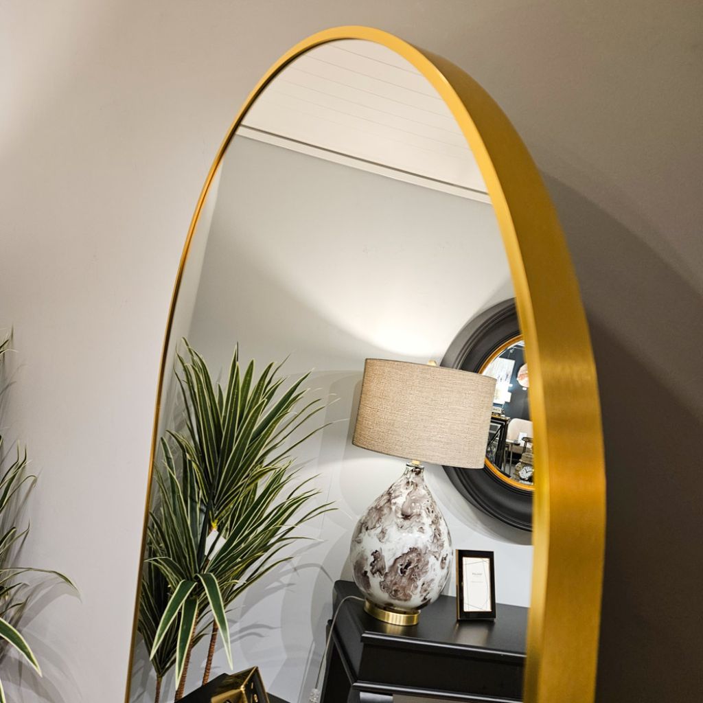 Modena Gold 80 x 180cm Arch Leaner Mirror Edge