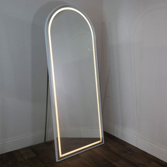 Modena LED Cheval White Arch Mirror 170cm x 70cm Yellow