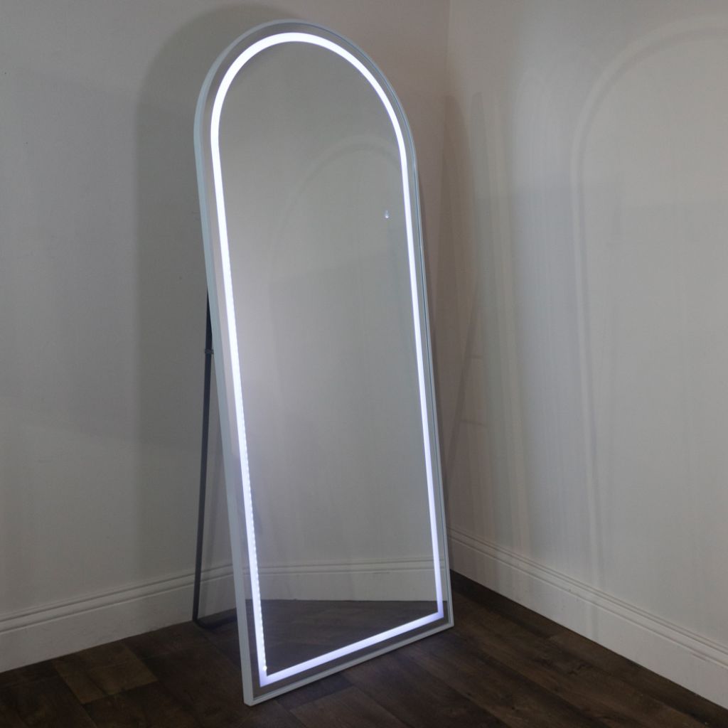 Modena LED Cheval White Arch Mirror 170cm x 70cm Blue