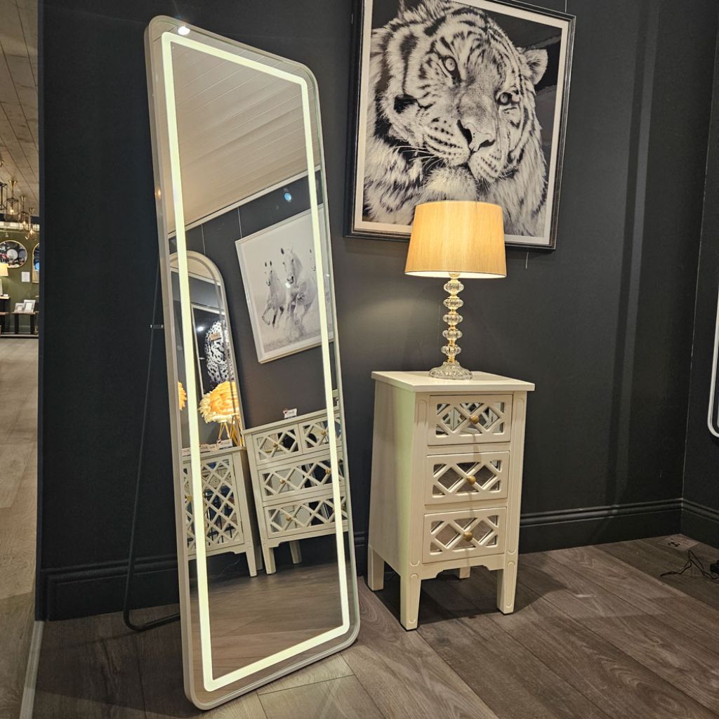 Modena LED Cheval White Mirror 160cm x 50cm by Tara Lane